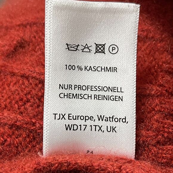 TJX Europe Men’s 100% Cashmere Sweater Small Medium Large Burnt Orange Cable - Picture 8 of 8